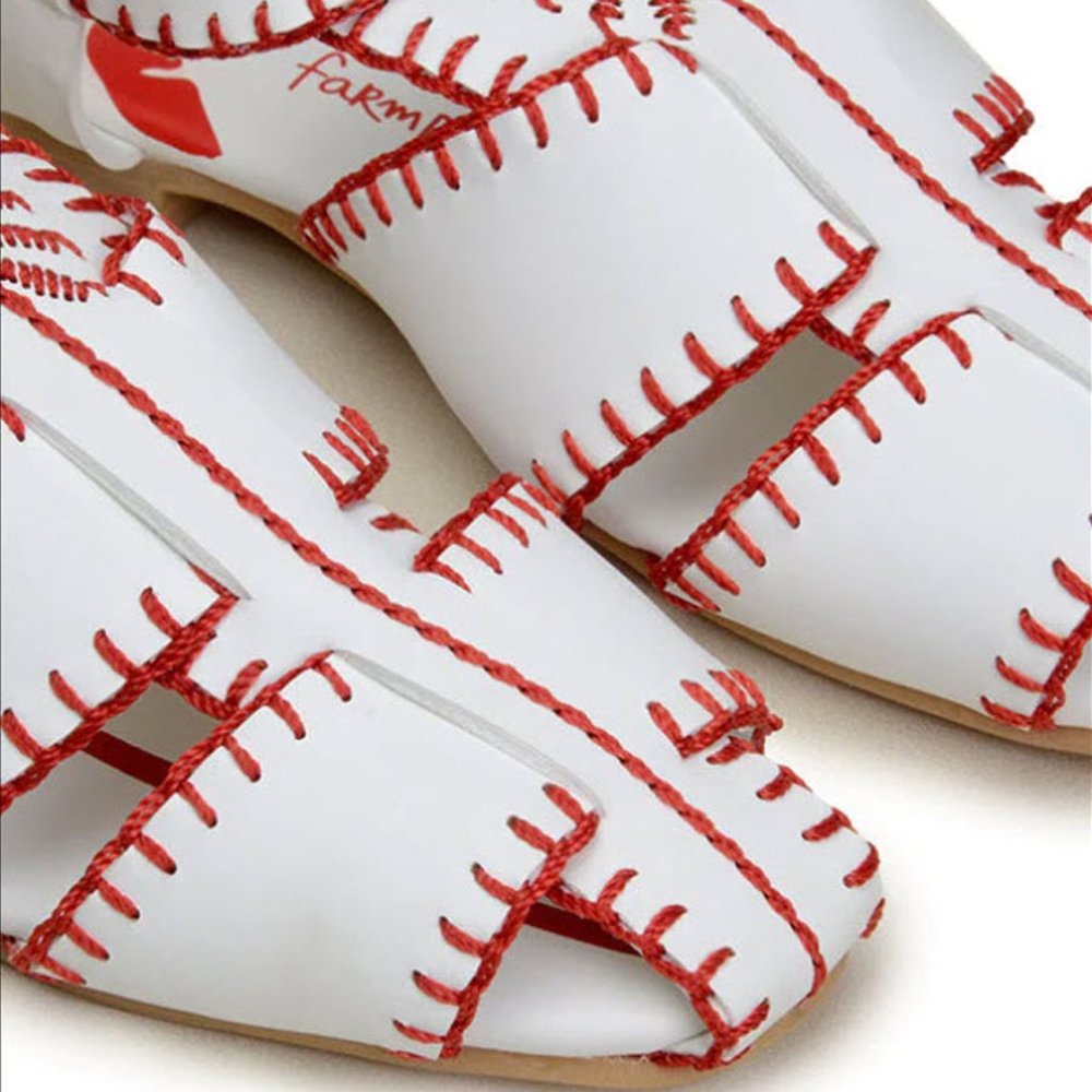 FARM Rio Red Embroidered Palm Tree Sandal 8.5M - Picture 2 of 12